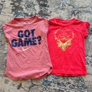 Nike Pink and Red Graphic Short Sleeve Tees - 4T